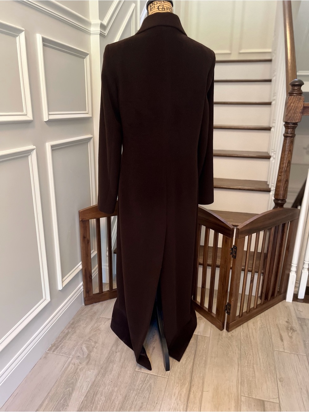 Tombolini Dark Brown Long Wool Coat - Picture 2 of 7